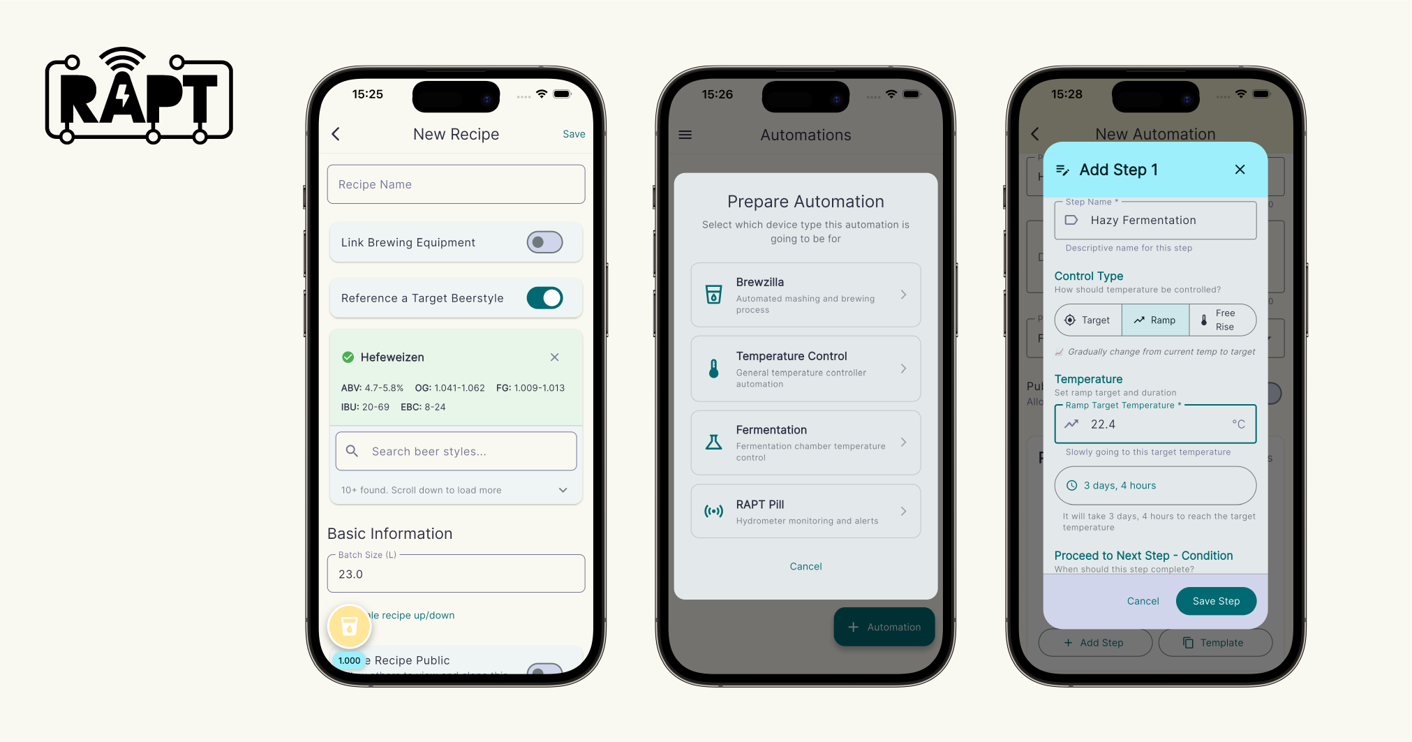 Redesigned recipes and Automations in the new RAPT app